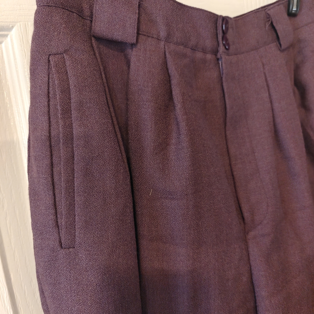 Purple | High-Waisted Trousers | 100% Wool | 80s Power Suit